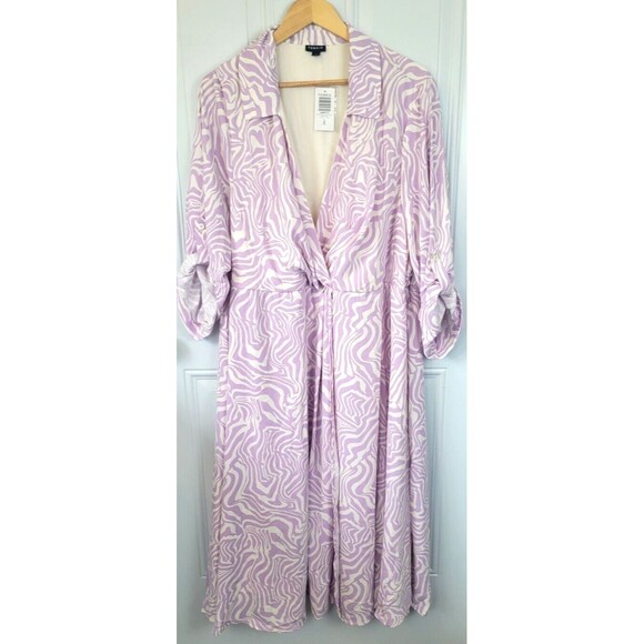 NWT Torrid Midi Studio Crepe De Chine Collared Shirt Dress White Zebra S… - Picture 4 of 10